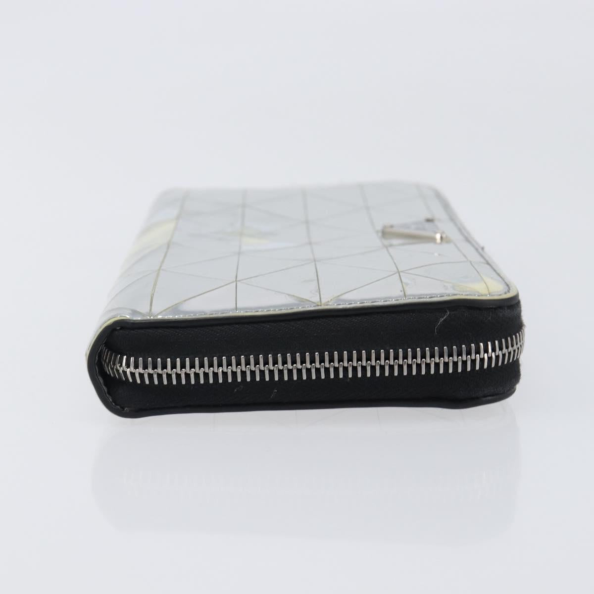 PRADA Long Wallet Leather Silver Auth 203045