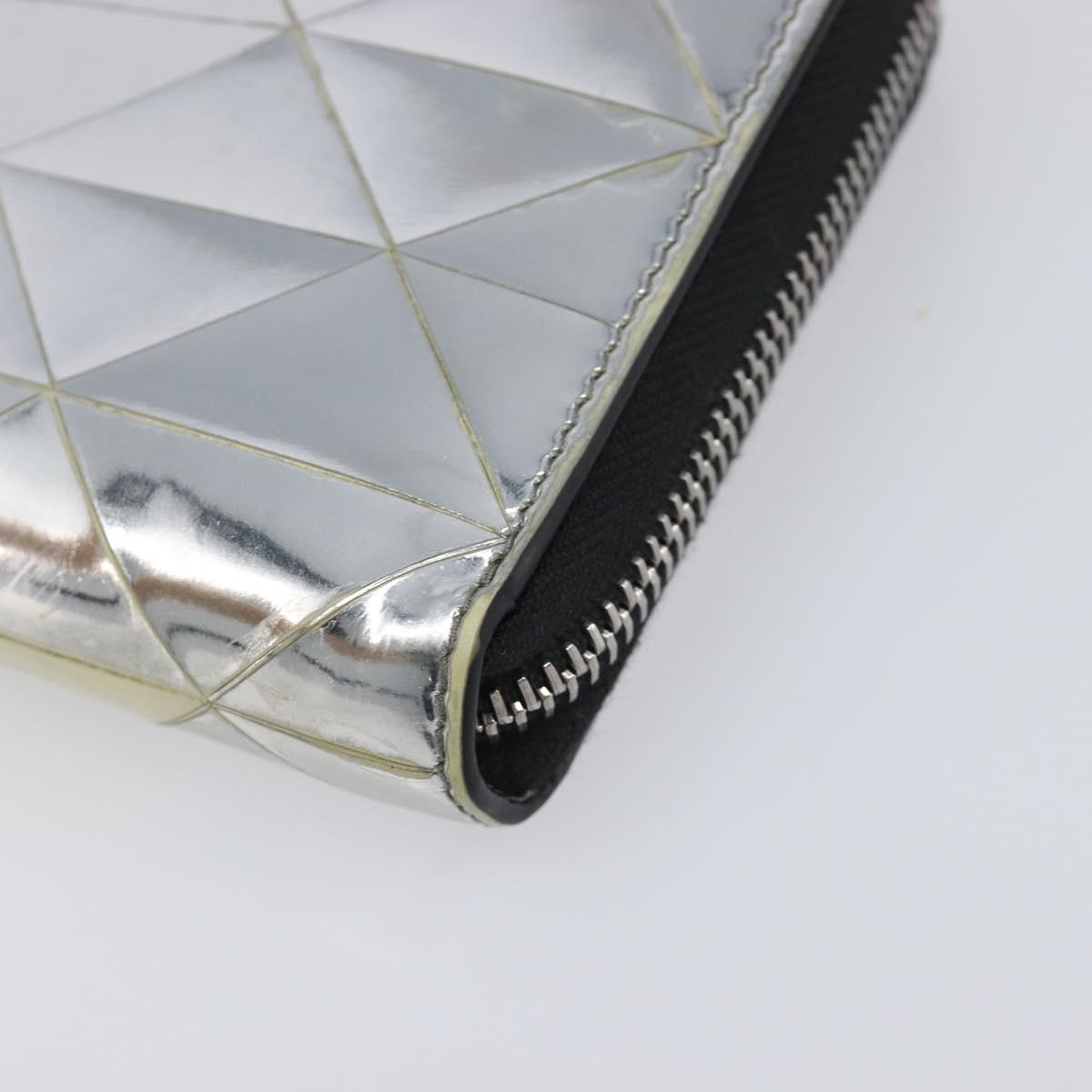 PRADA Long Wallet Leather Silver Auth 203045