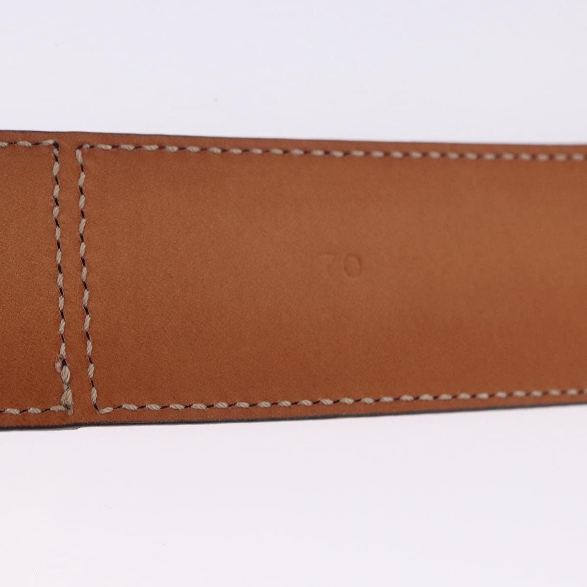 CELINE Circle Belt Leather 29.9"" Red Gold Auth 203046