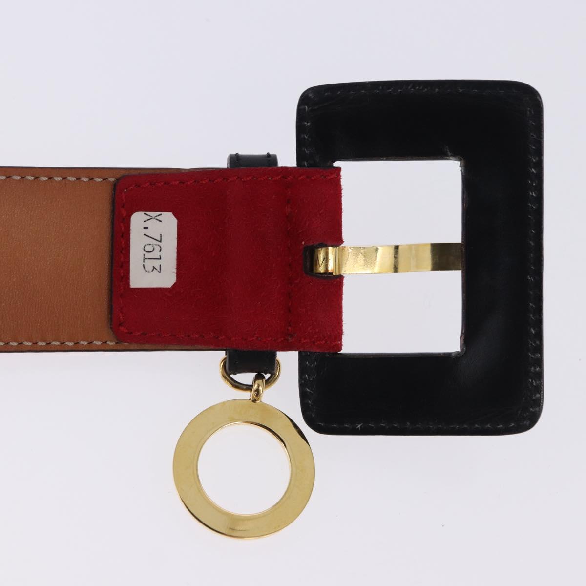 CELINE Circle Belt Leather 29.9"" Red Gold Auth 203046