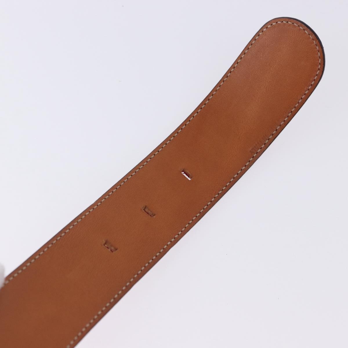 CELINE Circle Belt Leather 29.9"" Red Gold Auth 203046