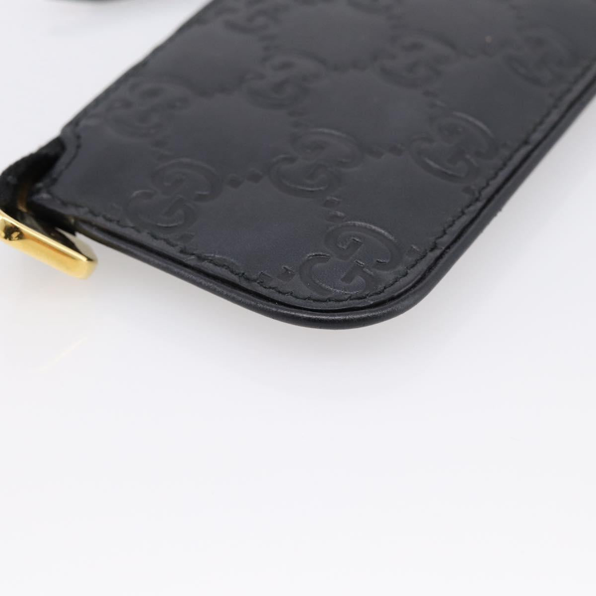 GUCCI GG Canvas Guccissima Coin Purse Leather Black Gold 447964 Auth 203049V