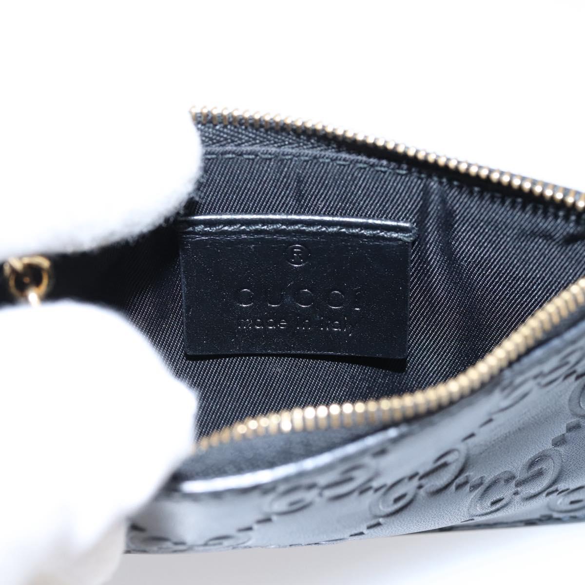 GUCCI GG Canvas Guccissima Coin Purse Leather Black Gold 447964 Auth 203049V