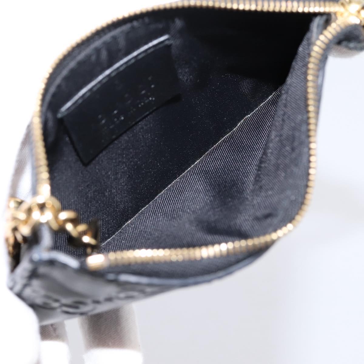 GUCCI GG Canvas Guccissima Coin Purse Leather Black Gold 447964 Auth 203049V