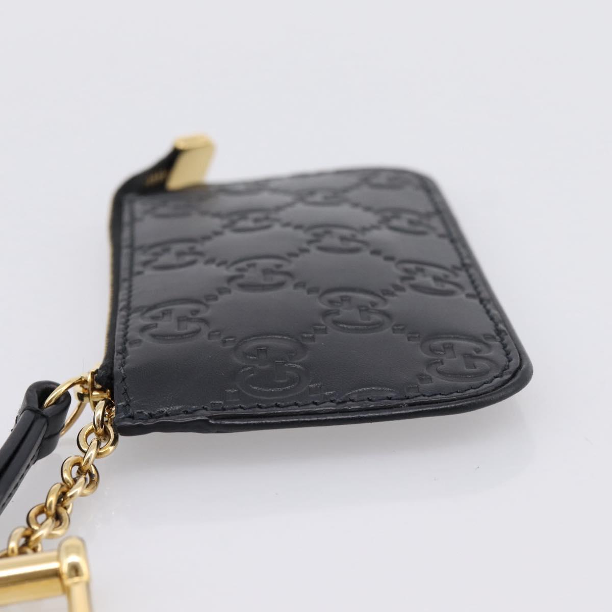 GUCCI GG Canvas Guccissima Coin Purse Leather Black Gold 447964 Auth 203049V