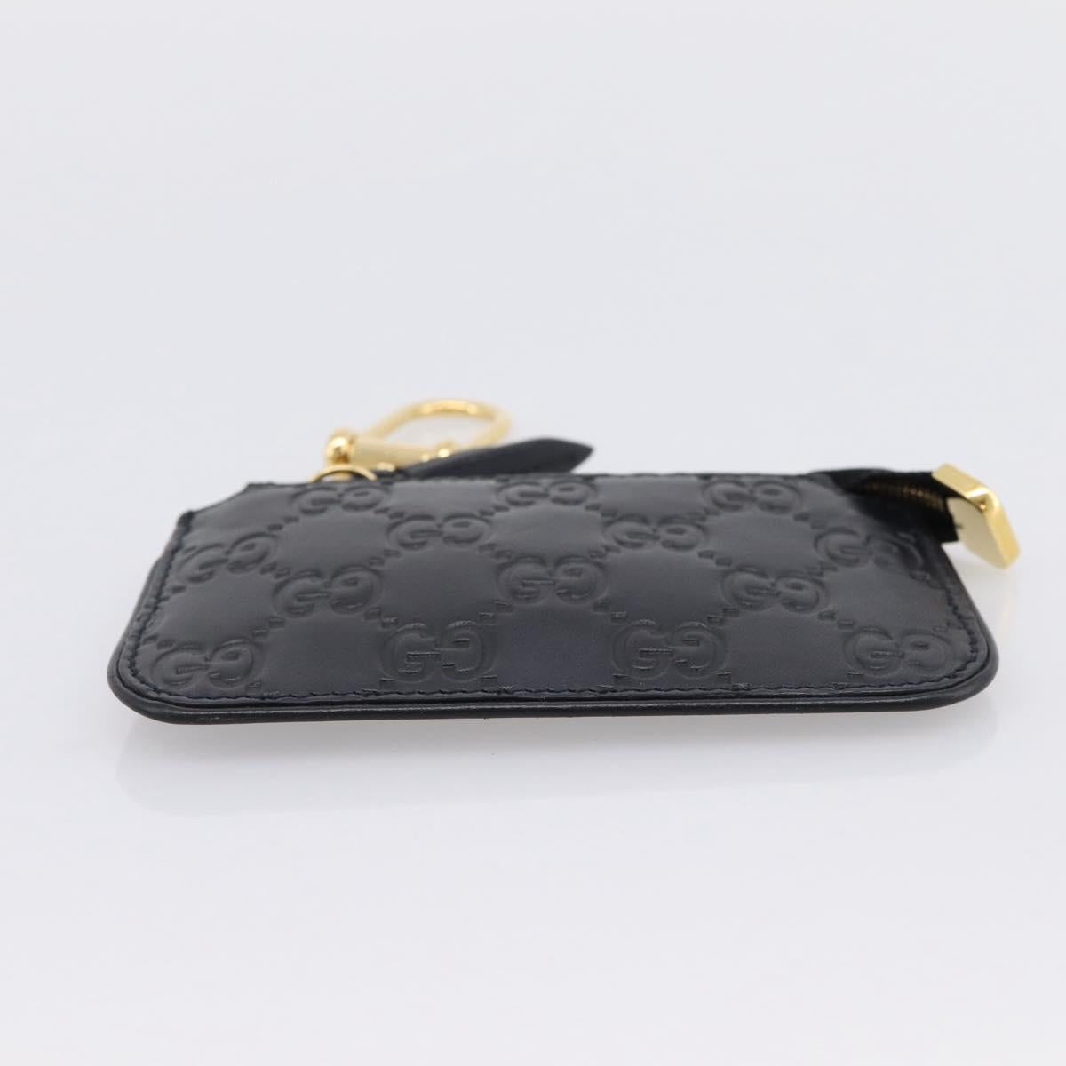 GUCCI GG Canvas Guccissima Coin Purse Leather Black Gold 447964 Auth 203049V