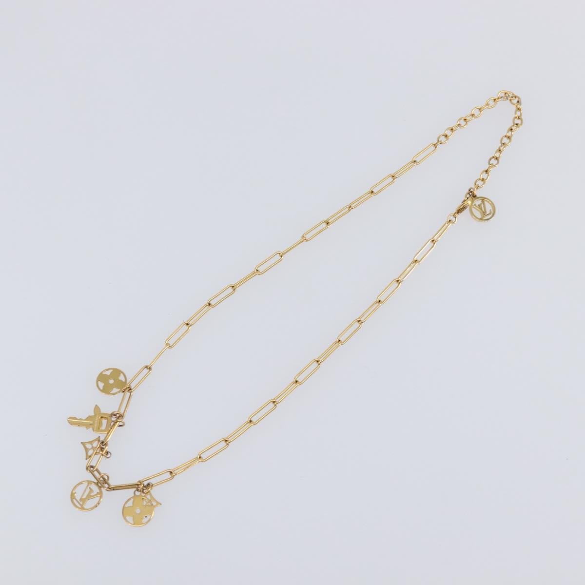 LOUIS VUITTON Monogram Collier Roman Holiday Necklace Gold M80272 Auth 203051M