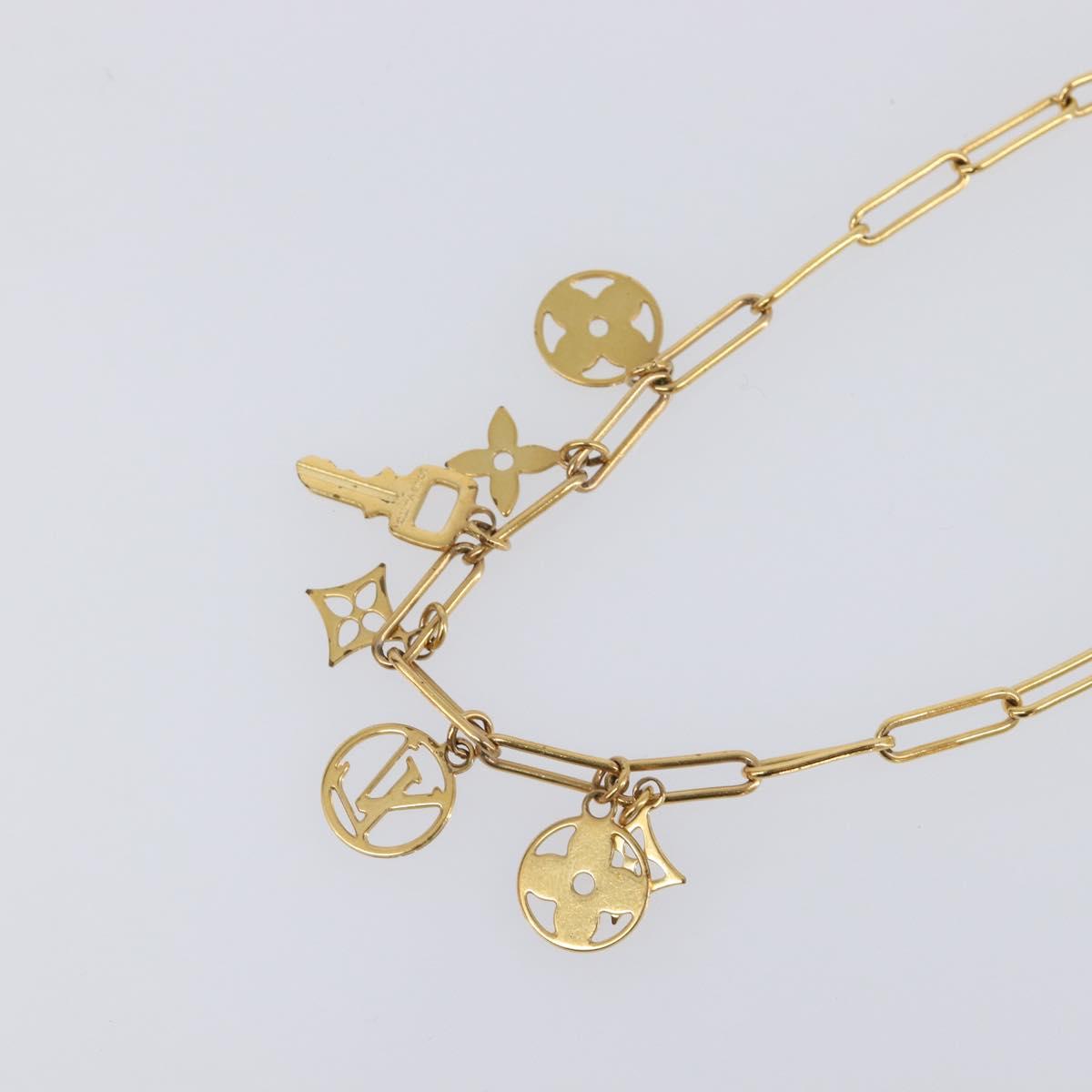 LOUIS VUITTON Monogram Collier Roman Holiday Necklace Gold M80272 Auth 203051M