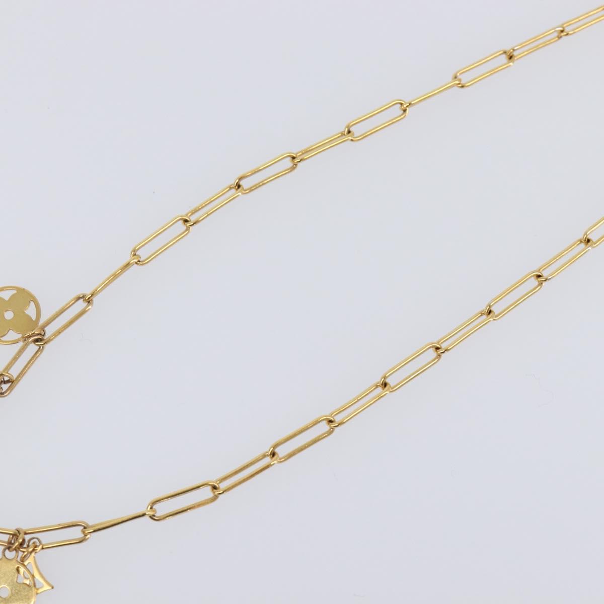 LOUIS VUITTON Monogram Collier Roman Holiday Necklace Gold M80272 Auth 203051M