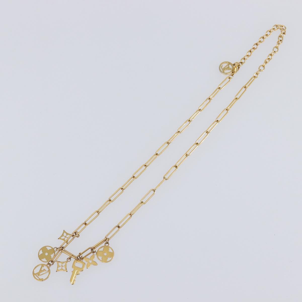 LOUIS VUITTON Monogram Collier Roman Holiday Necklace Gold M80272 Auth 203051M