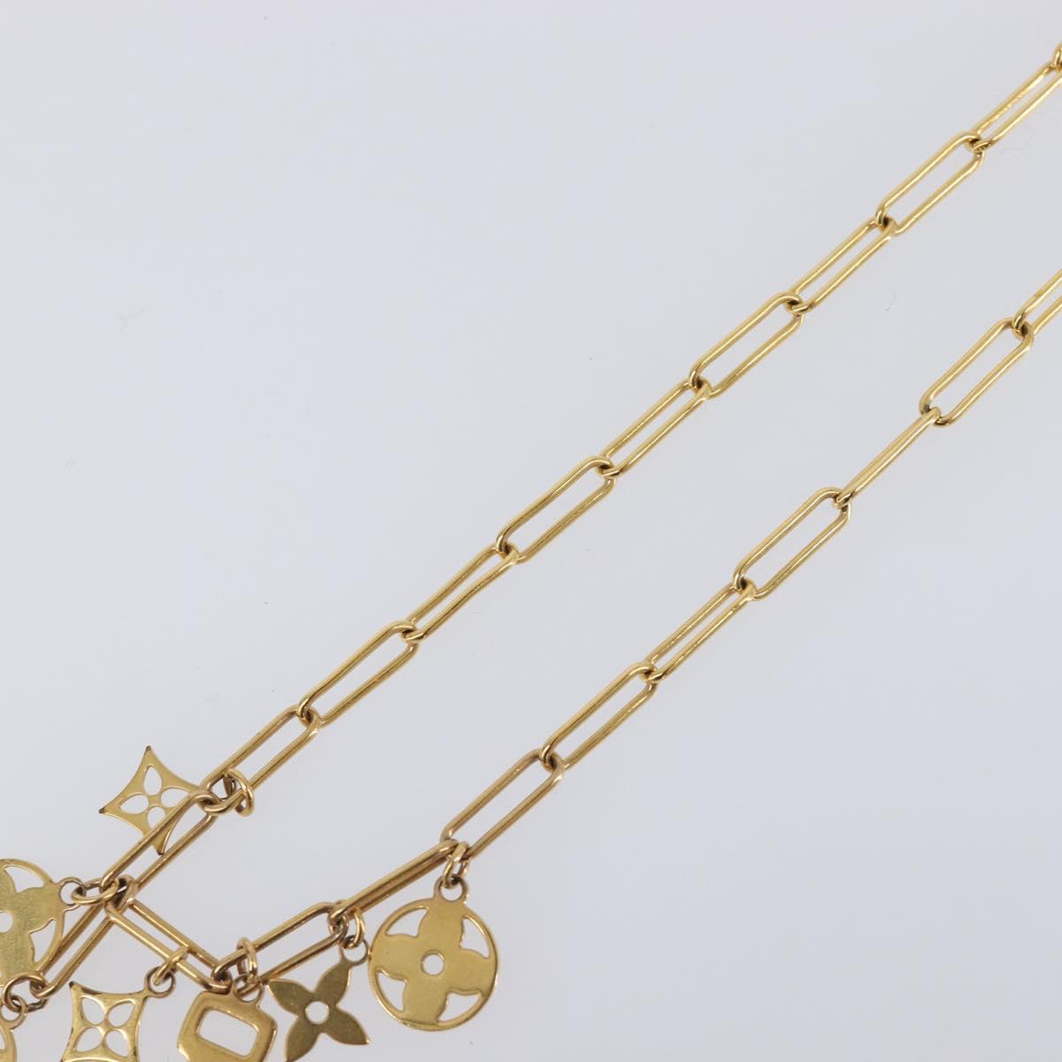 LOUIS VUITTON Monogram Collier Roman Holiday Necklace Gold M80272 Auth 203051M