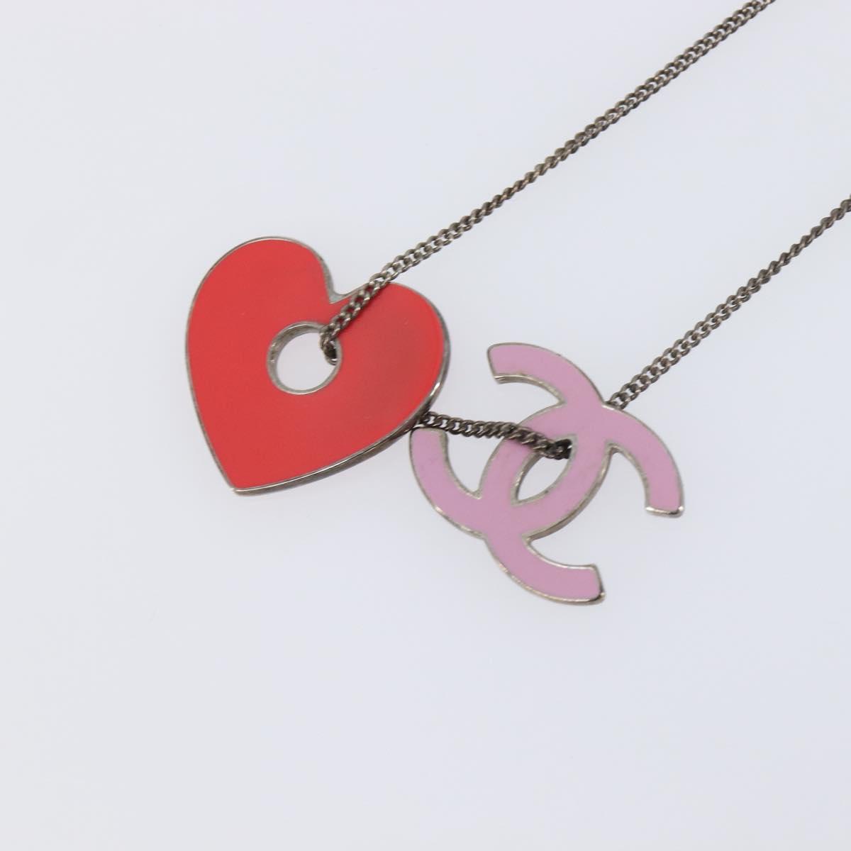 CHANEL Necklace Metal Pink CC Auth 203054