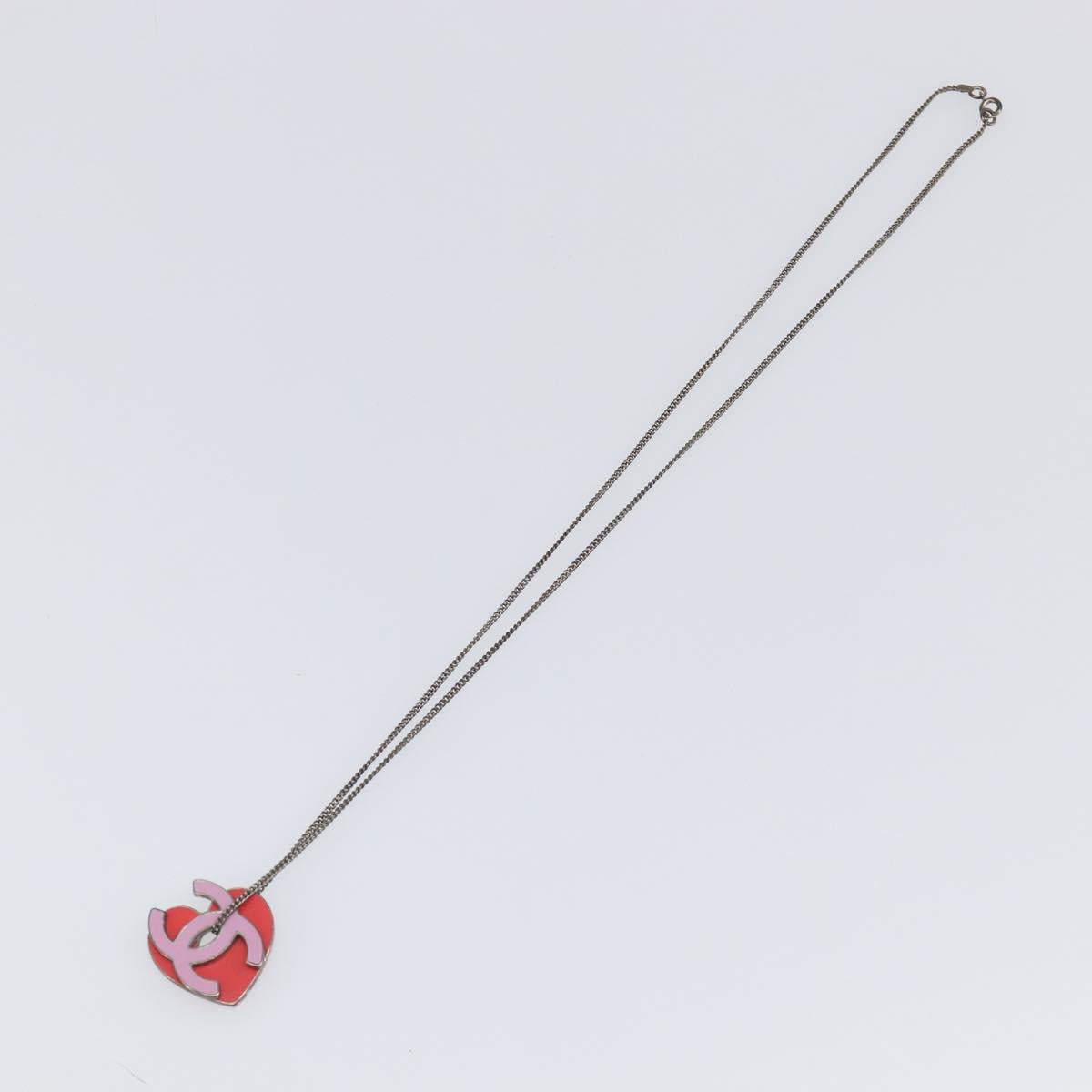 CHANEL Necklace Metal Pink CC Auth 203054