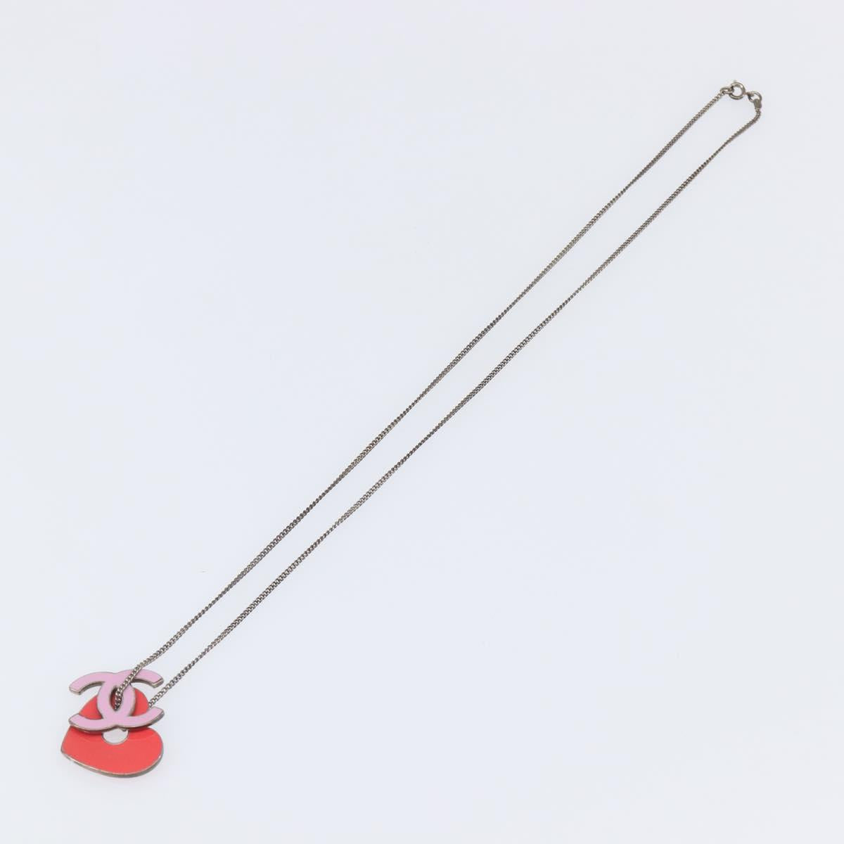 CHANEL Necklace Metal Pink CC Auth 203054
