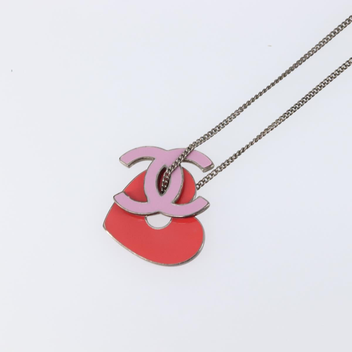 CHANEL Necklace Metal Pink CC Auth 203054