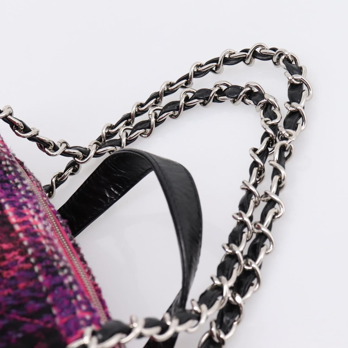 CHANEL Matelasse Hand Bag Calf Skin 2way Black Silver CC Auth 203070M