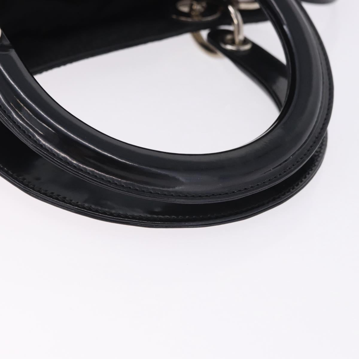 Christian Dior Canage Hand Bag Nylon 2way Black Silver Auth 203075