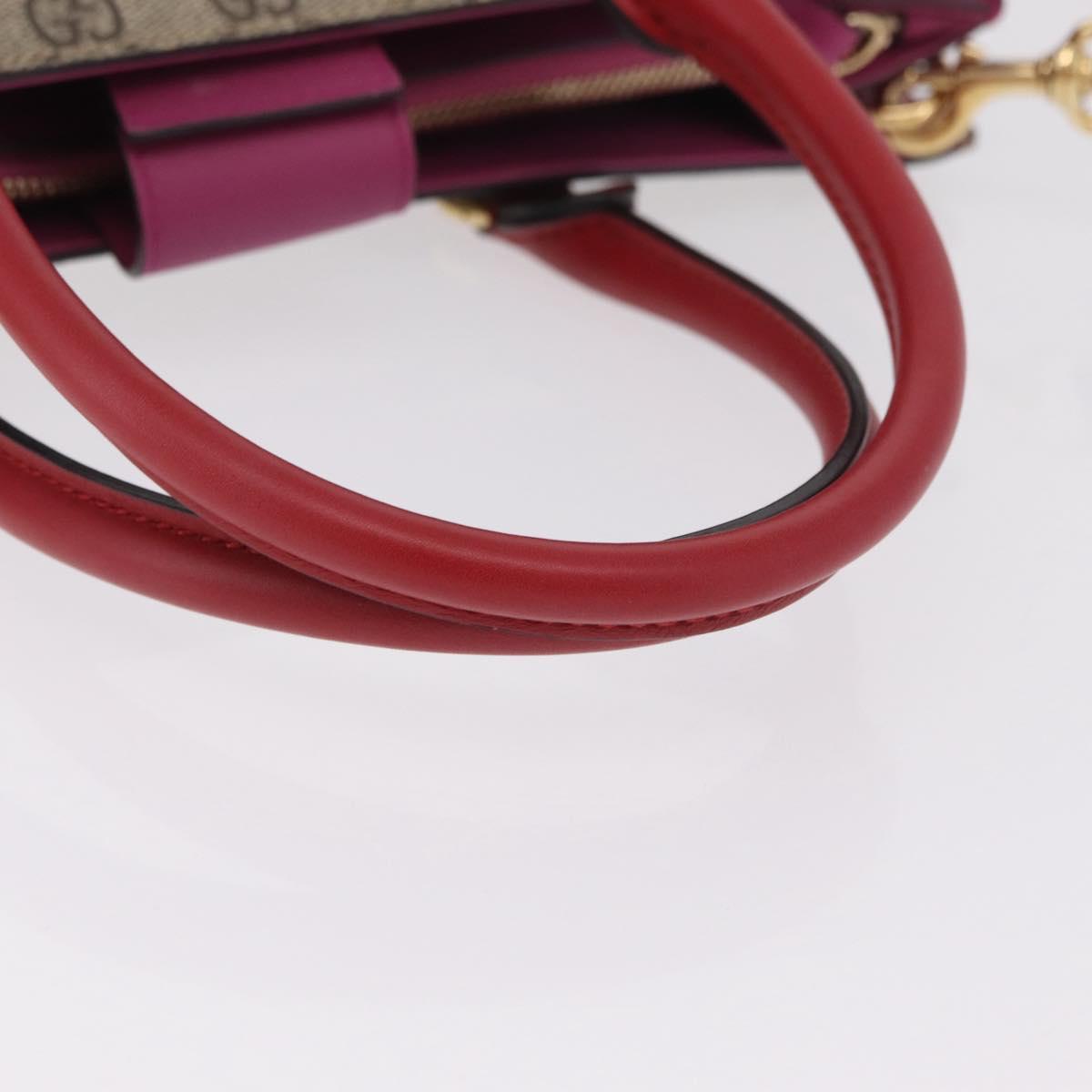 GUCCI GG Supreme Hand Bag PVC 2way Beige Gold 409531 Auth 203076M