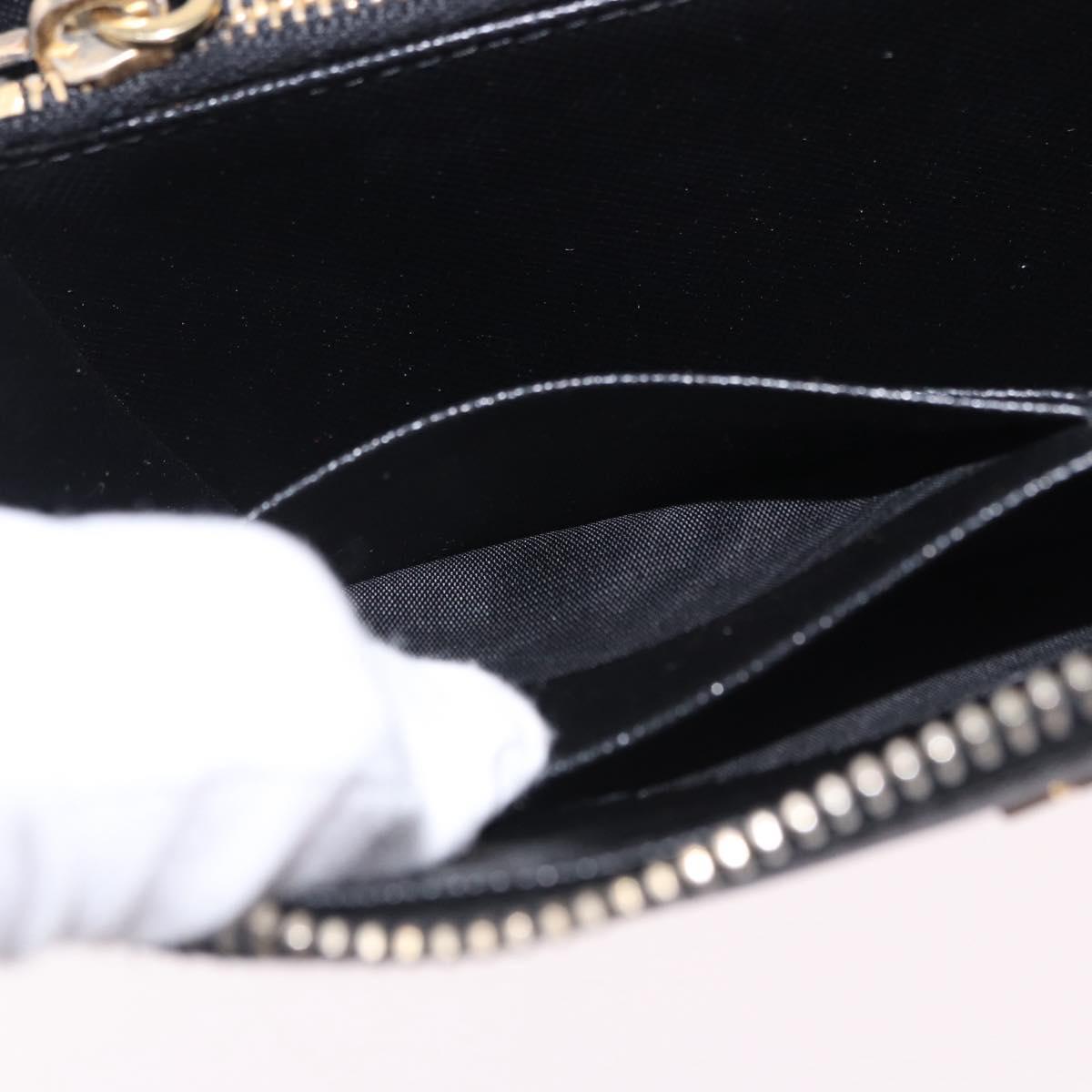 PRADA Long Wallet Saffiano Black Gold Tone Auth 203079