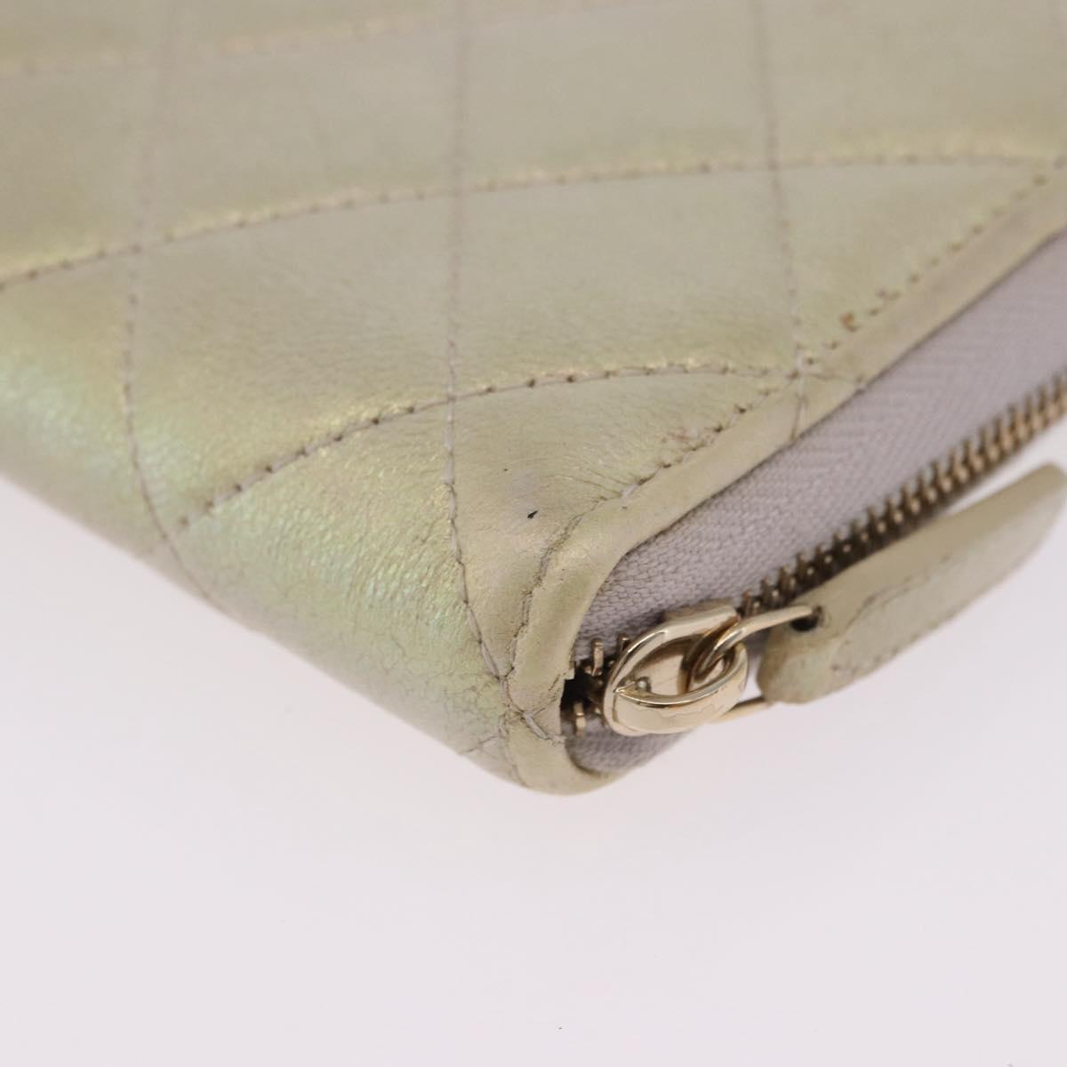 CHANEL Matelasse Long Wallet Lamb Skin Gold CC Auth 203081V