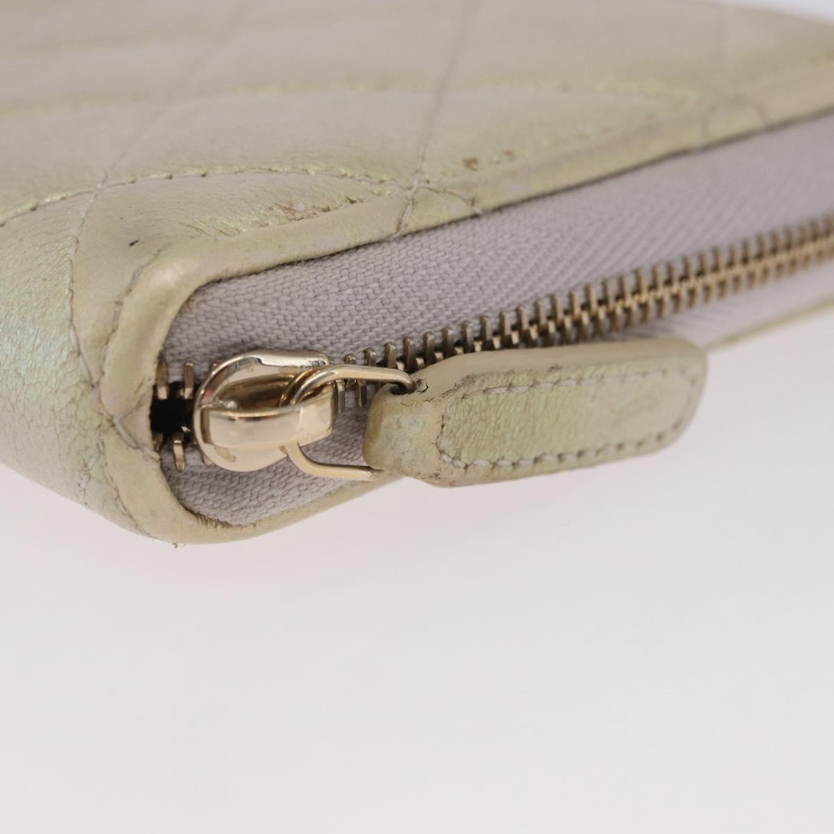 CHANEL Matelasse Long Wallet Lamb Skin Gold CC Auth 203081V