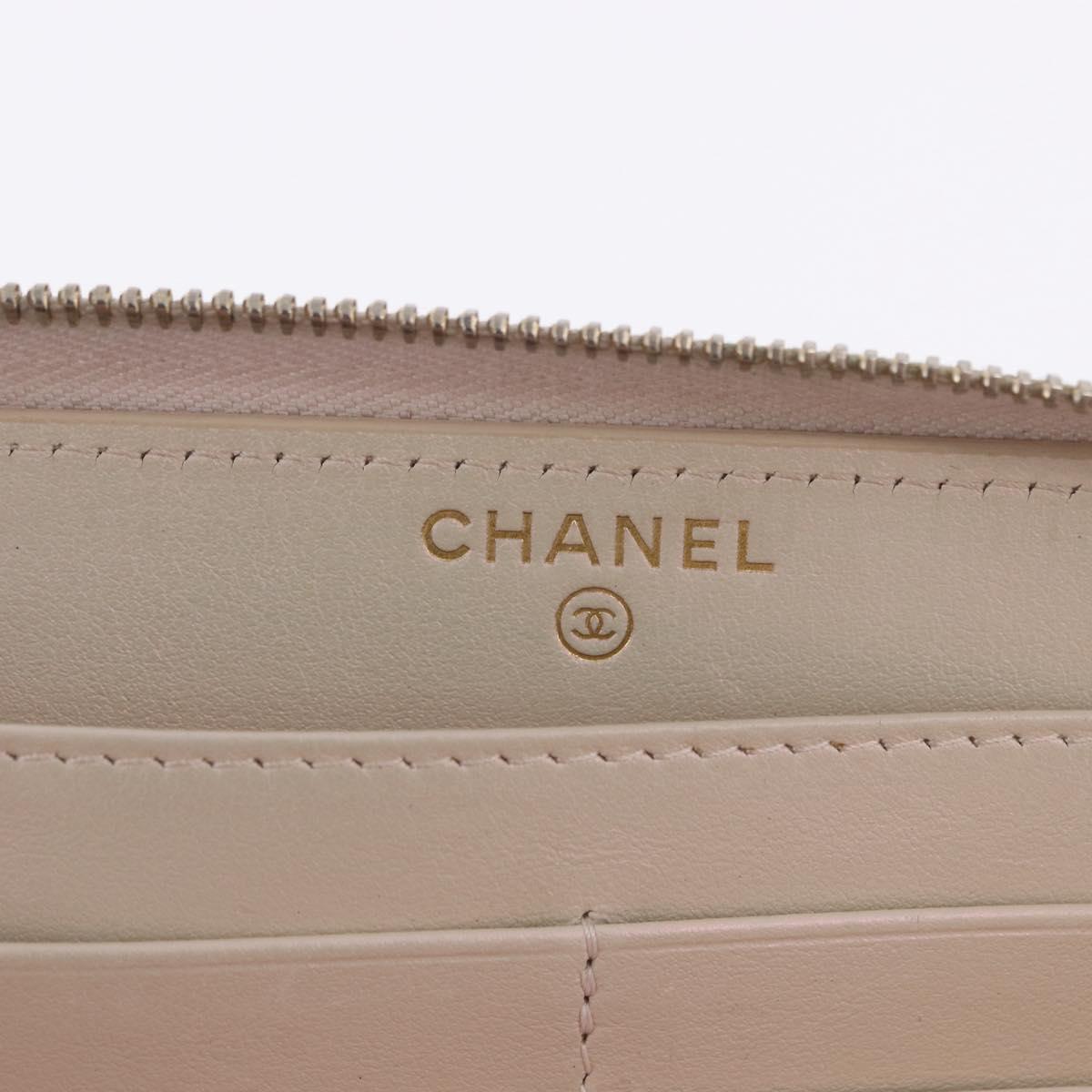CHANEL Matelasse Long Wallet Lamb Skin Gold CC Auth 203081V