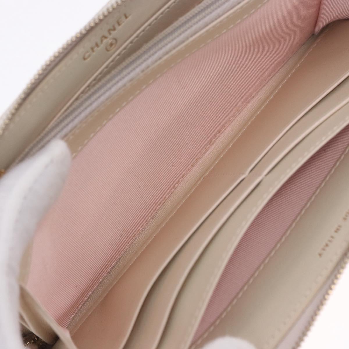 CHANEL Matelasse Long Wallet Lamb Skin Gold CC Auth 203081V