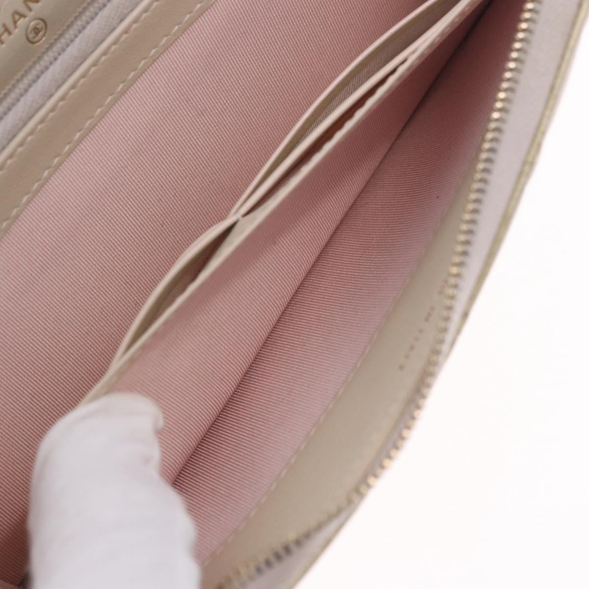 CHANEL Matelasse Long Wallet Lamb Skin Gold CC Auth 203081V