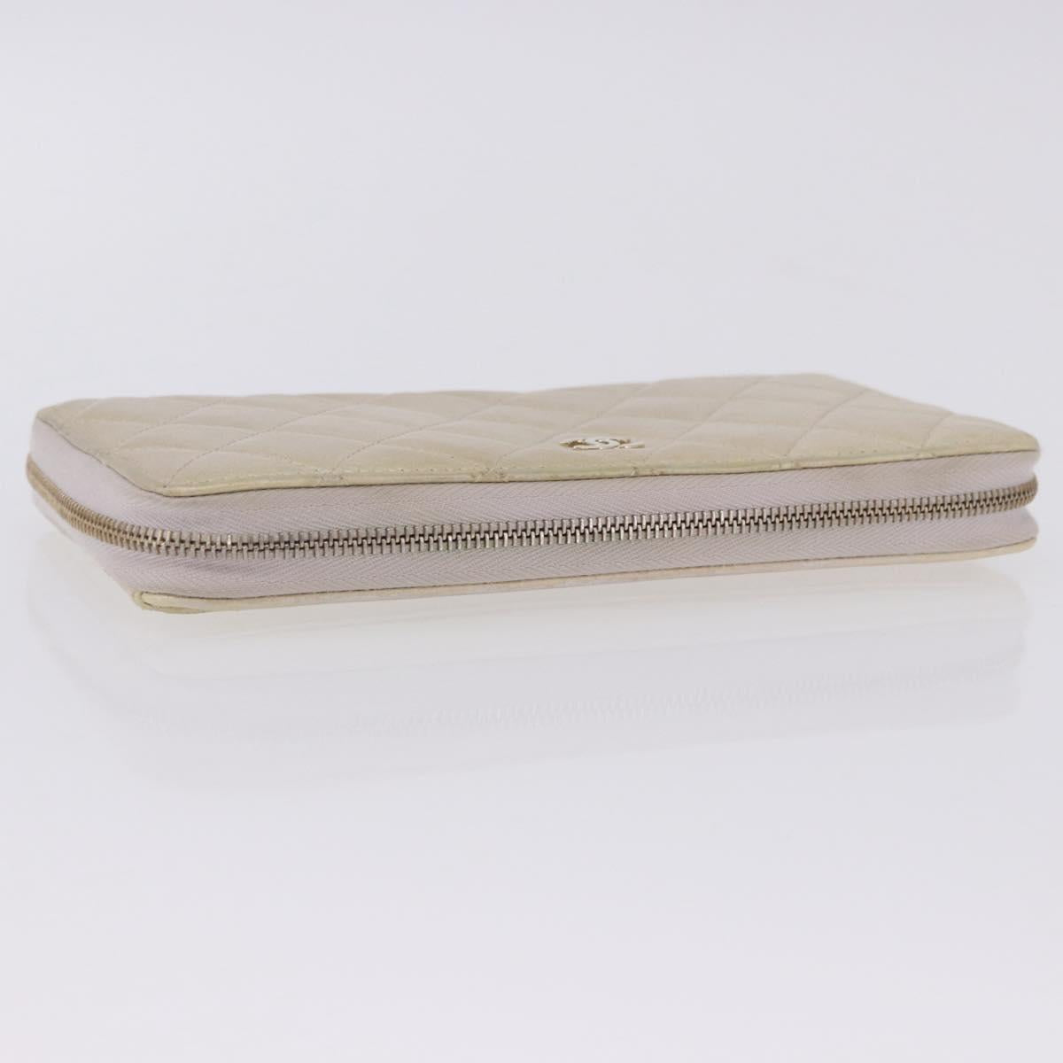 CHANEL Matelasse Long Wallet Lamb Skin Gold CC Auth 203081V