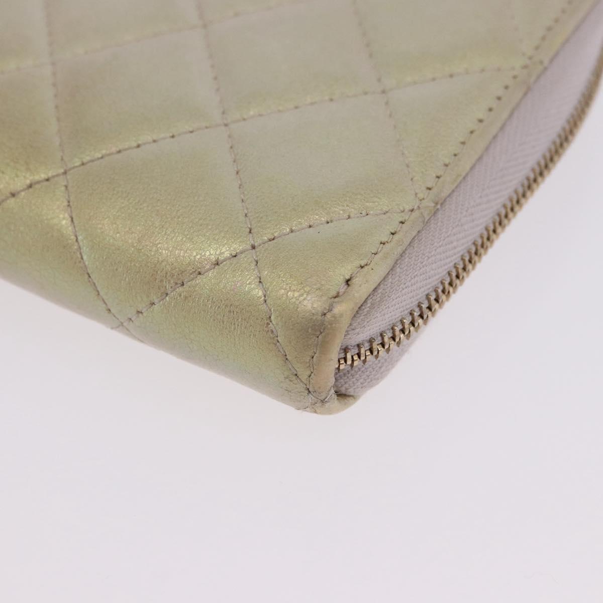 CHANEL Matelasse Long Wallet Lamb Skin Gold CC Auth 203081V