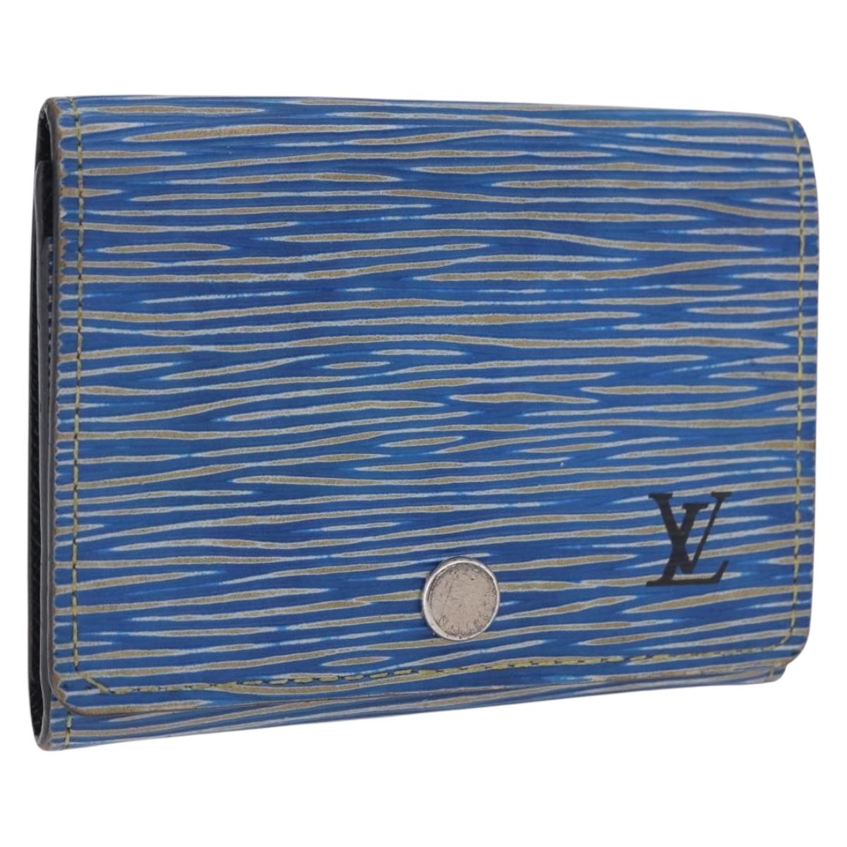 LOUIS VUITTON Epi Denim Anvelop Cult de Visit Card Case Blue M56723 Auth 203082A