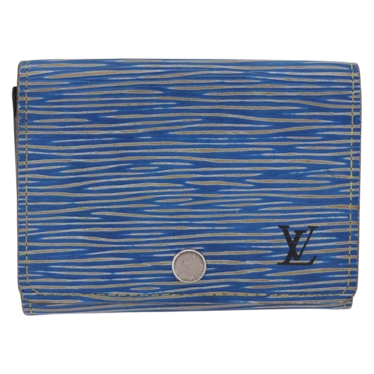 LOUIS VUITTON Epi Denim Anvelop Cult de Visit Card Case Blue M56723 Auth 203082A