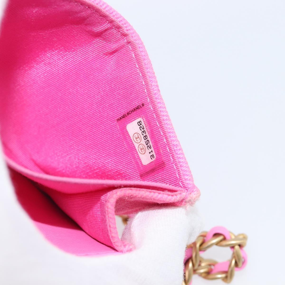 CHANEL Matelasse Chain Shoulder Wallet Canvas Pink Gold Tone CC Auth 203083M