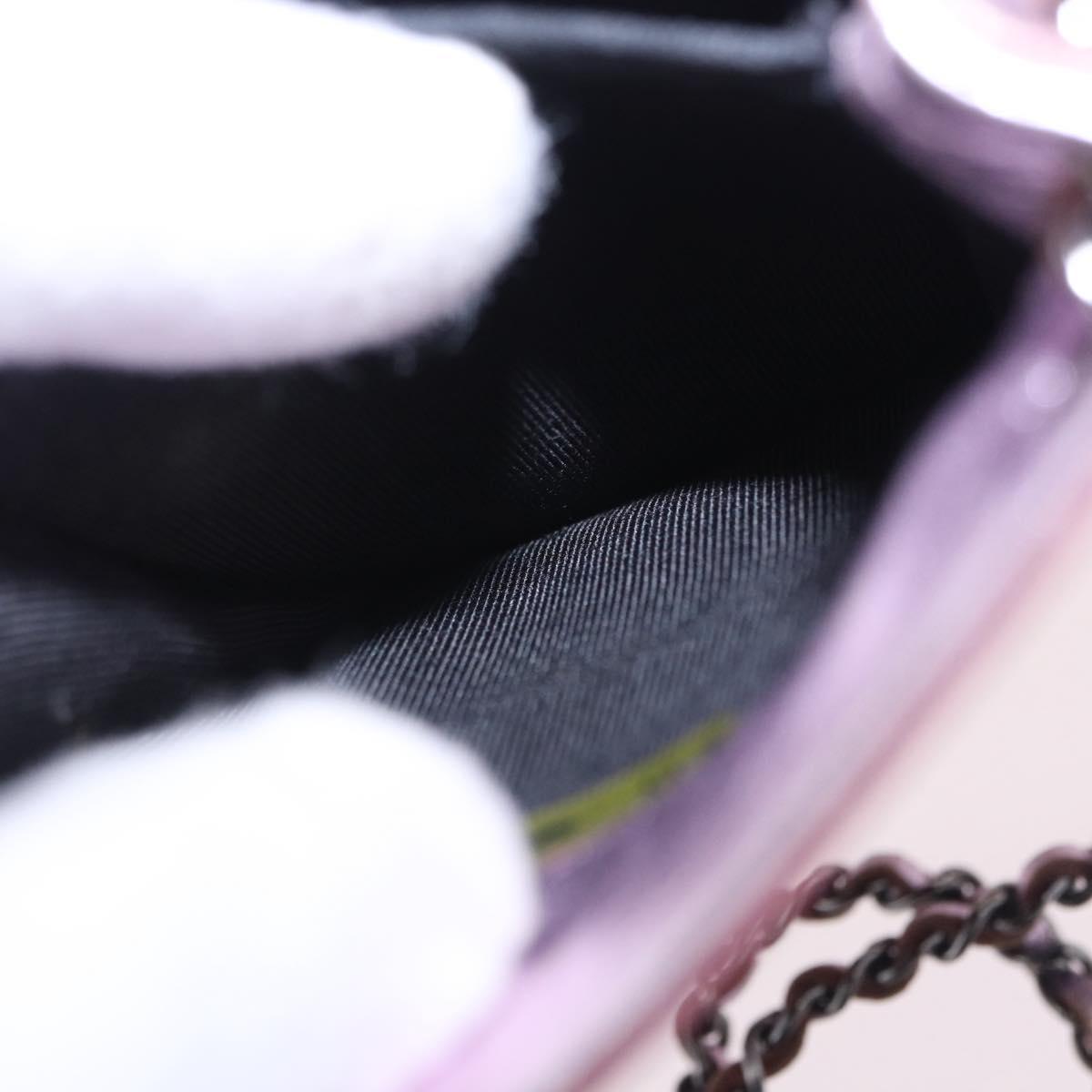 CHANEL Chain Shoulder Bag Patent Pink Silver CC Auth 203084M