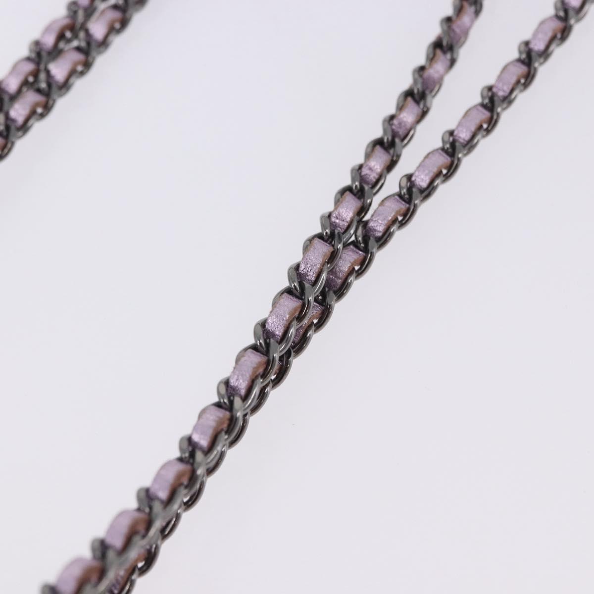 CHANEL Chain Shoulder Bag Patent Pink Silver CC Auth 203084M