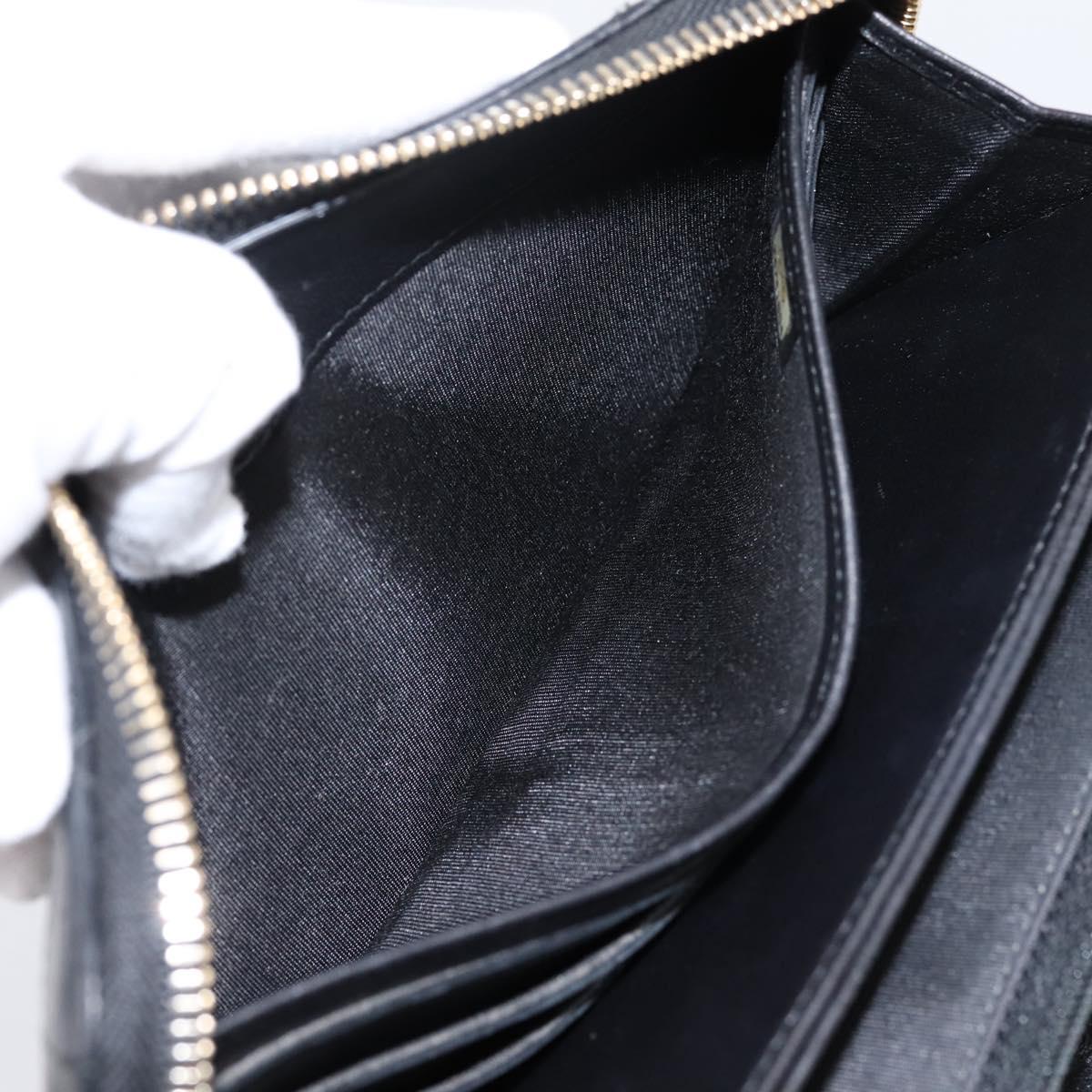 CHANEL Bicolore Long Wallet Leather Black Gold Tone CC Auth 203085