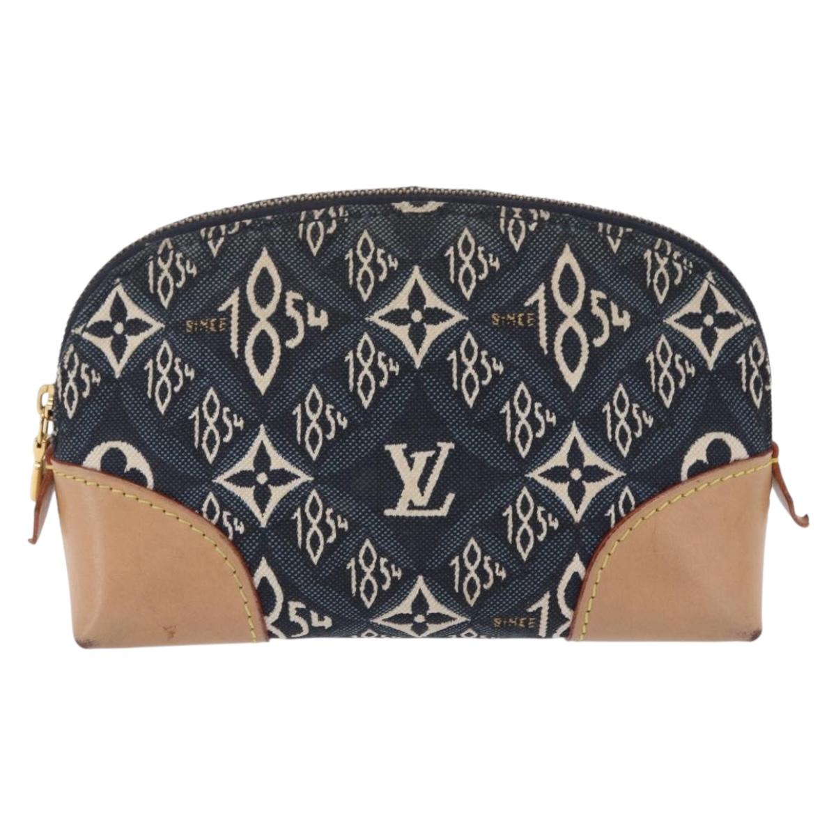 LOUIS VUITTON SINCE1854 Pochette Cosmetic PM Canvas Blue M80307 LV Auth 203086A
