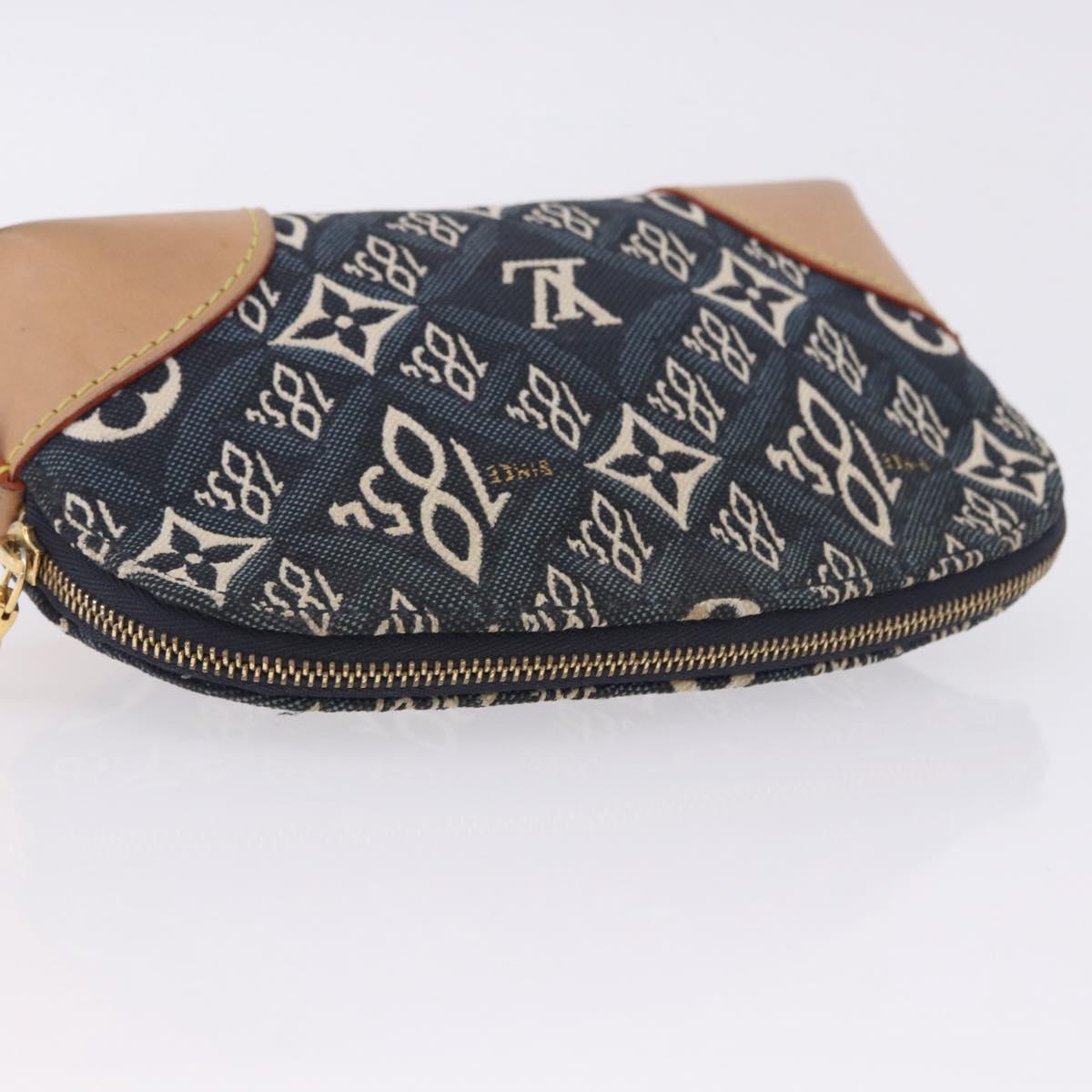 LOUIS VUITTON SINCE1854 Pochette Cosmetic PM Canvas Blue M80307 LV Auth 203086A