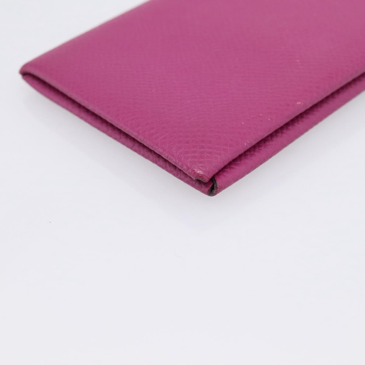 HERMES Calvi Coin Purse Leather Purple Silver Auth 203089A