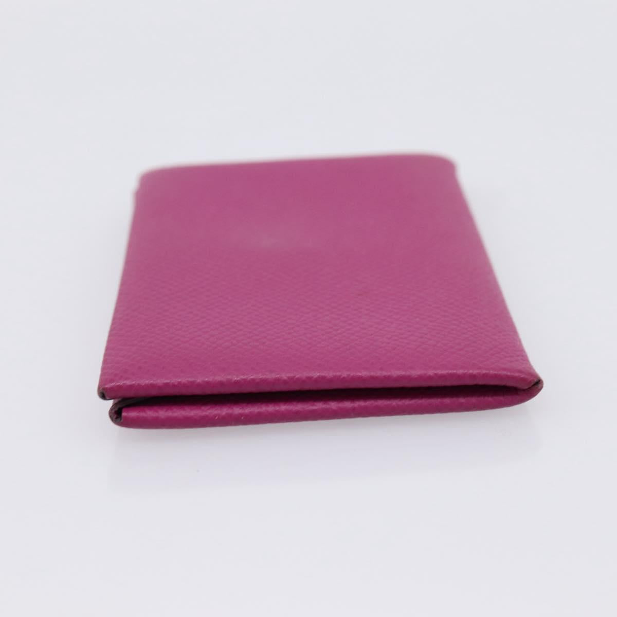HERMES Calvi Coin Purse Leather Purple Silver Auth 203089A