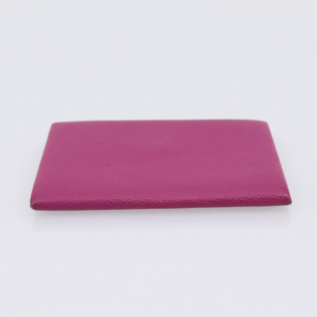 HERMES Calvi Coin Purse Leather Purple Silver Auth 203089A