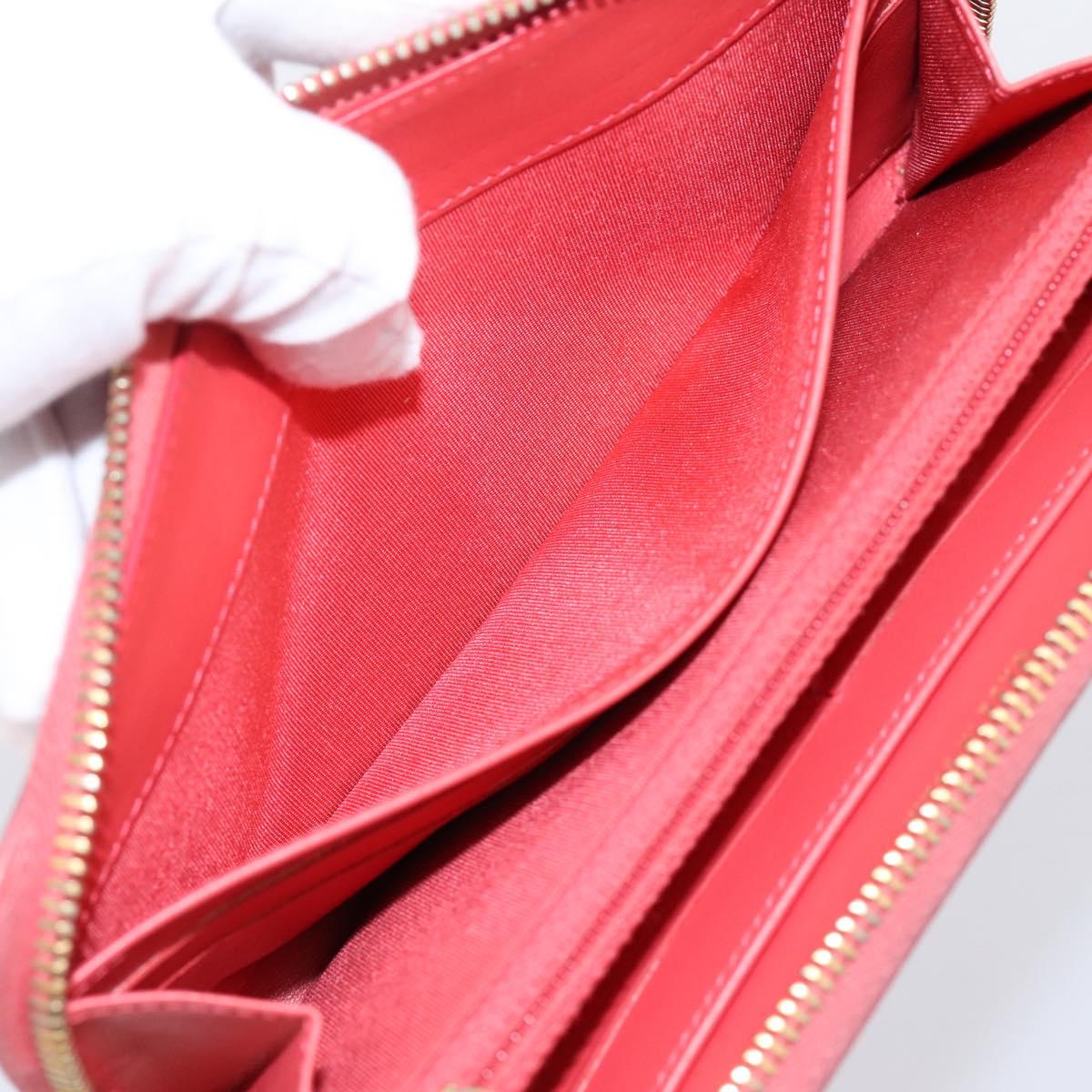 CHANEL Matelasse Long Wallet Caviar Skin Orange Gold Tone CC Auth 203090