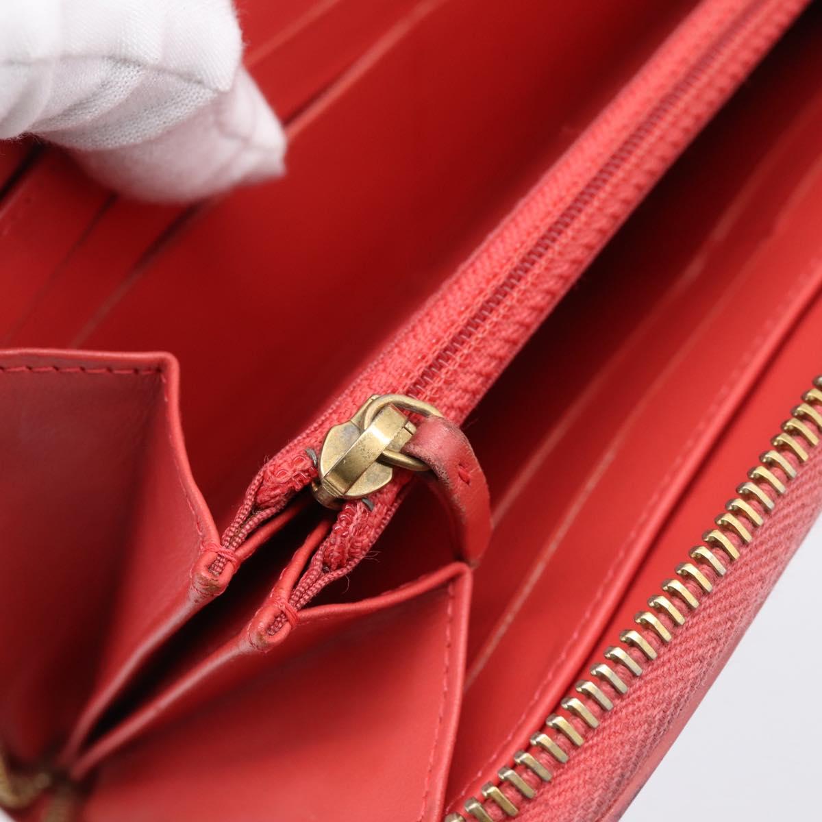 CHANEL Matelasse Long Wallet Caviar Skin Orange Gold Tone CC Auth 203090