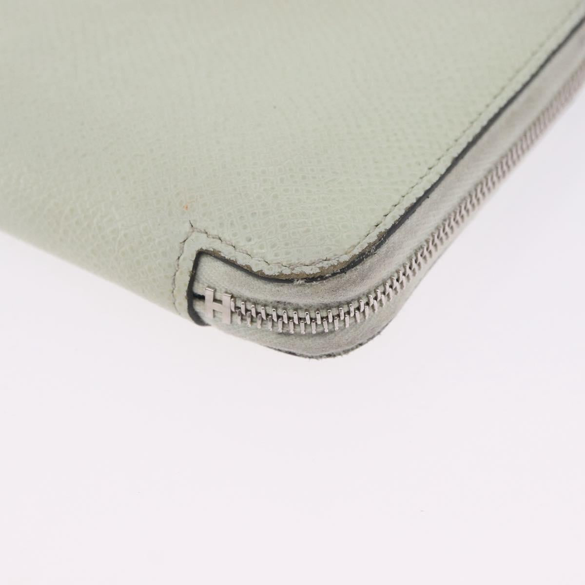 HERMES Asap Compact Silk In Wallet Leather LIme Green Silver Auth 203091