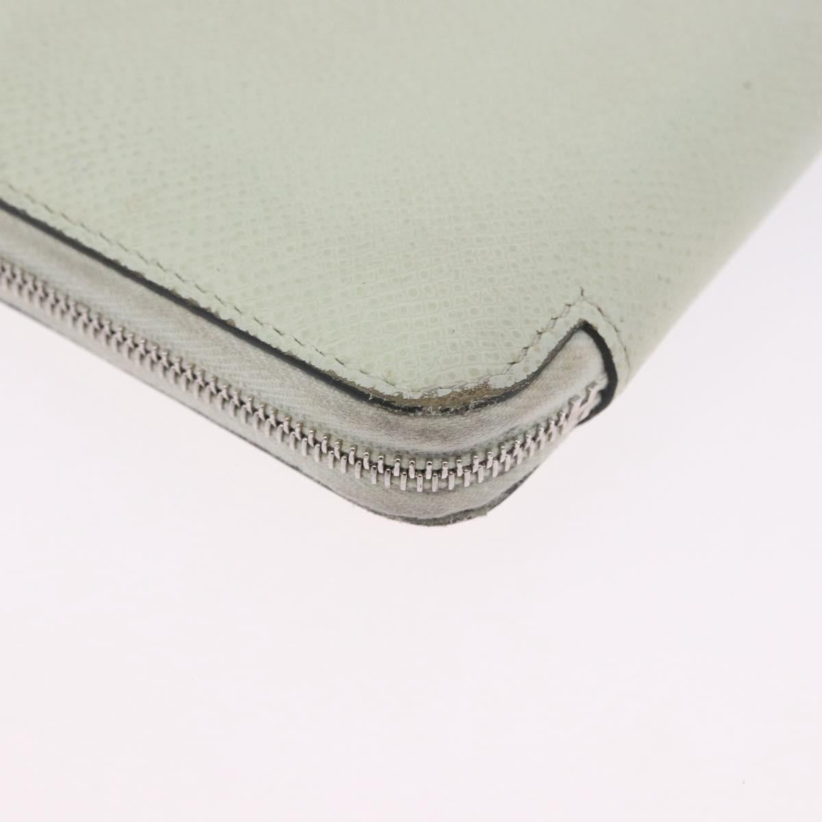 HERMES Asap Compact Silk In Wallet Leather LIme Green Silver Auth 203091