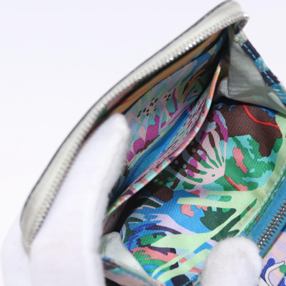 HERMES Asap Compact Silk In Wallet Leather LIme Green Silver Auth 203091