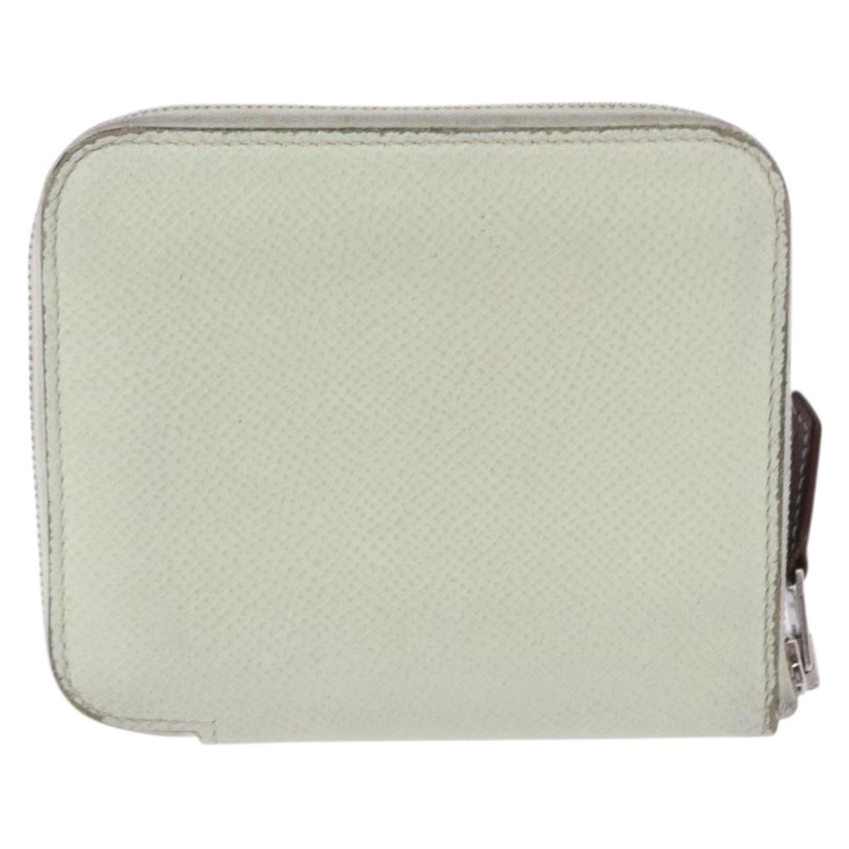HERMES Asap Compact Silk In Wallet Leather LIme Green Silver Auth 203091