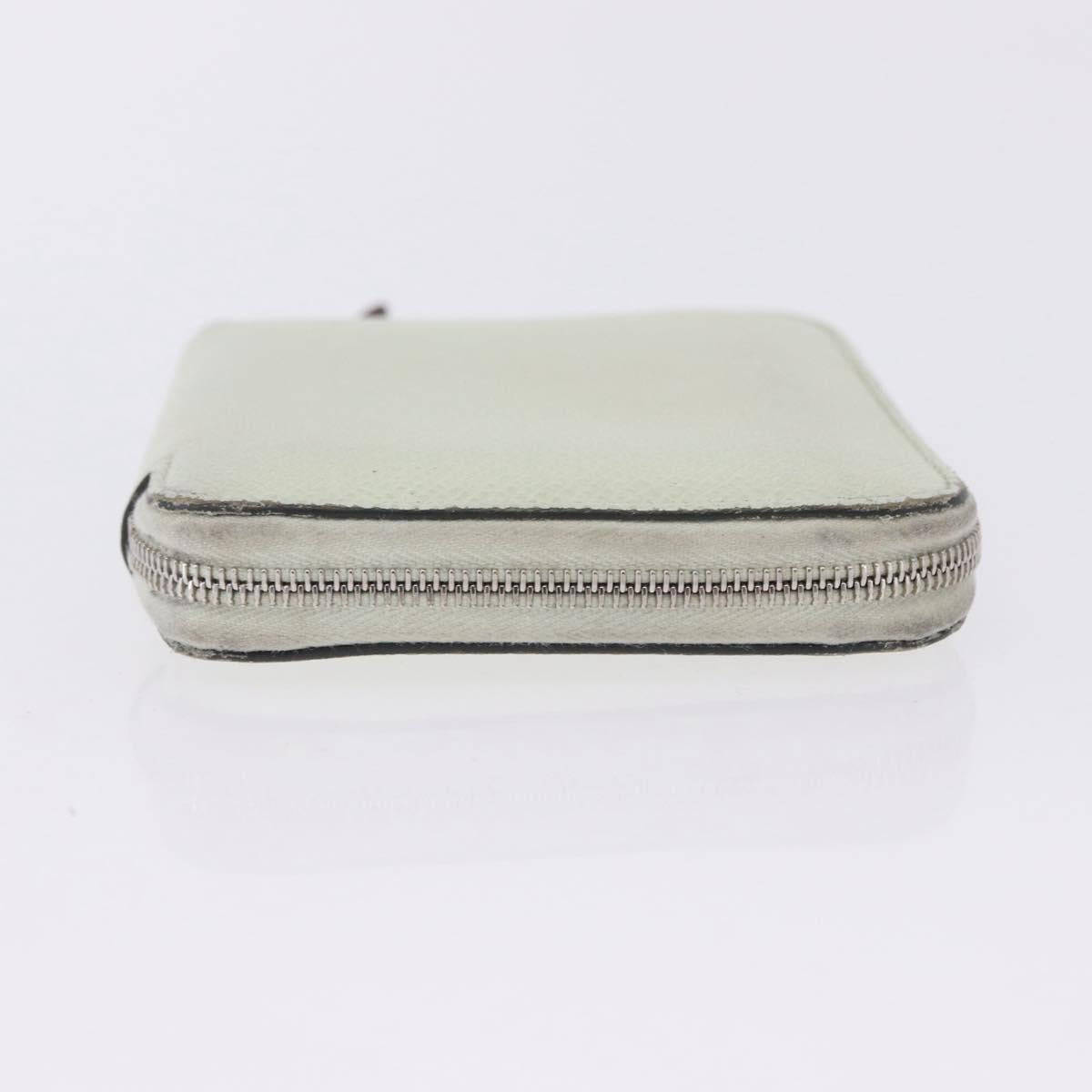 HERMES Asap Compact Silk In Wallet Leather LIme Green Silver Auth 203091