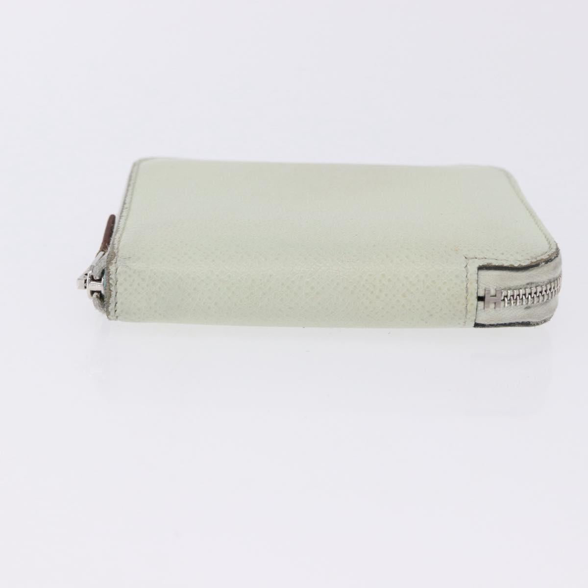 HERMES Asap Compact Silk In Wallet Leather LIme Green Silver Auth 203091