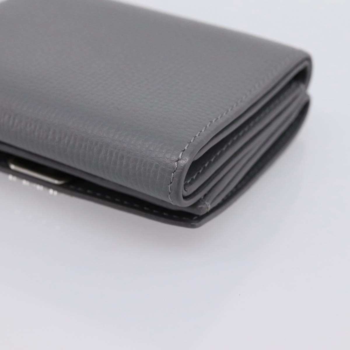 LOEWE Anagram Trifold Wallet Leather Gray Silver Auth 203094A
